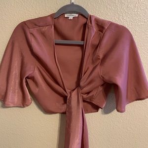 Pink tie top! Worn once!!